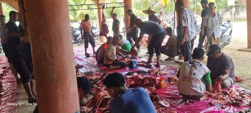 Semangat Menyambut Iduladha 1447 H, Warga Gampong Keulilee Sembelih Hewan Qurban untuk Masyarakat