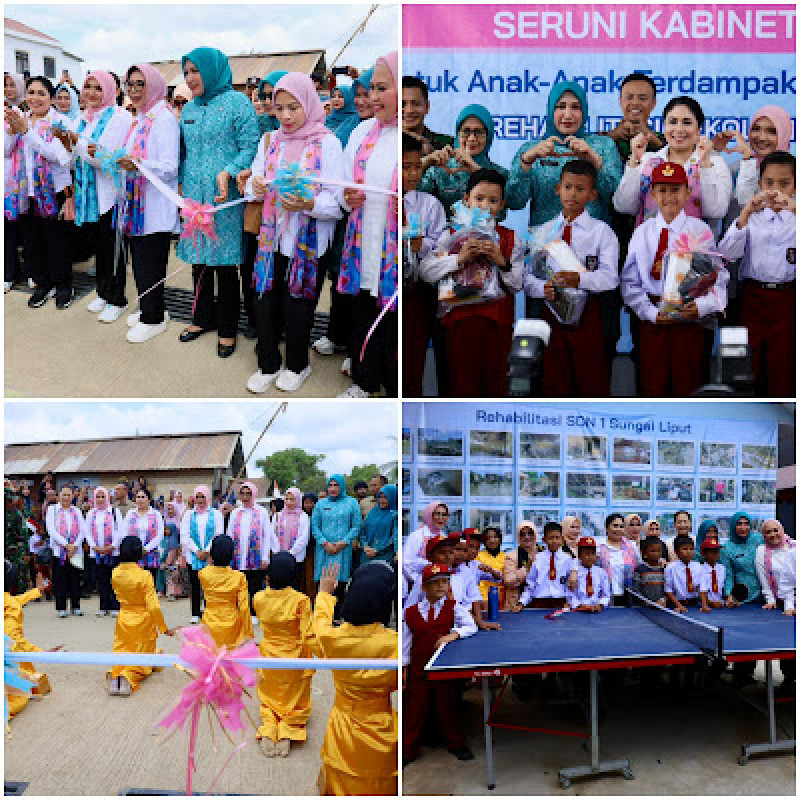 Kak Na Dampingi Seruni KMP Resmikan Kembali SDN 1 Sungai Liput Pascarenovasi