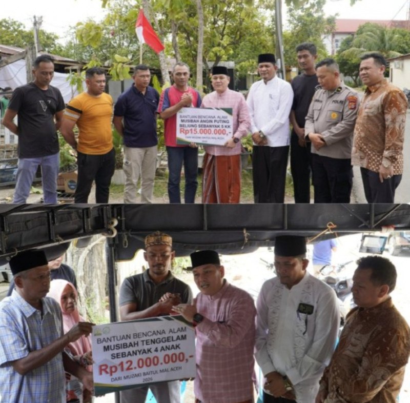 Baitul Mal Aceh Salurkan Bantuan untuk Korban Puting Beliung dan Santuni Keluarga Korban Tenggelam
